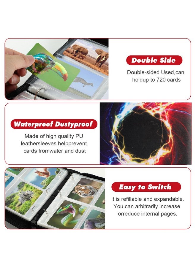 XSHNUO Trading Card Binder,4 Pockets 440 Cards Holder Collector Album With 55 Removable Sleeves Compatible With Pokemon Cards Football Card Tcg Game Sports Cards, Black  - Image 4