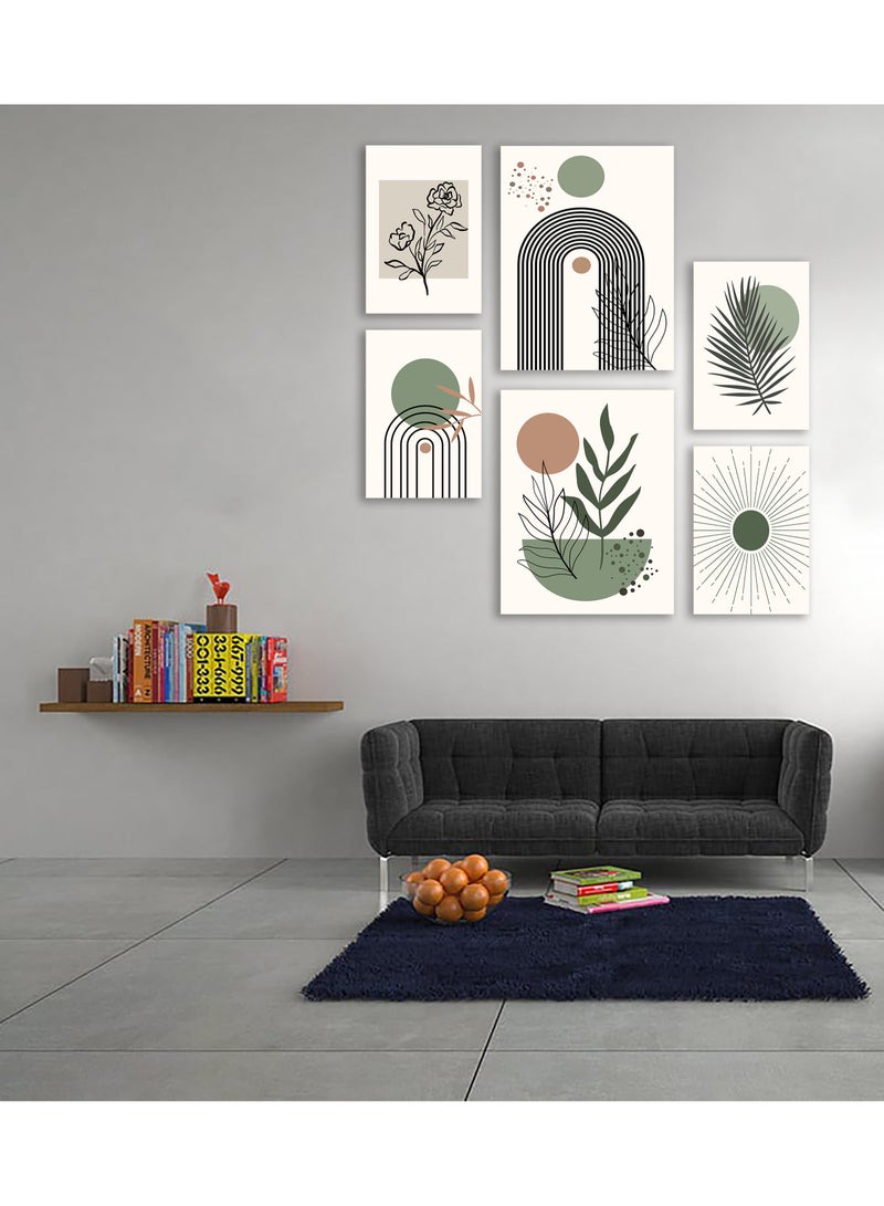 Droplyte Set Of 6 Framed Canvas Wall Arts Stretched Over Wooden Frame Paintings for Home Living Room Office Decor - Image 1