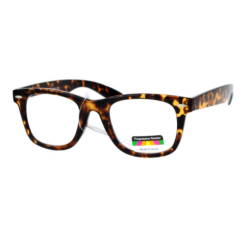 SA106 Retro Horn Rim Multi 3 Focus Progressive Reading Glasses Tortoise 1.75 - Image 2