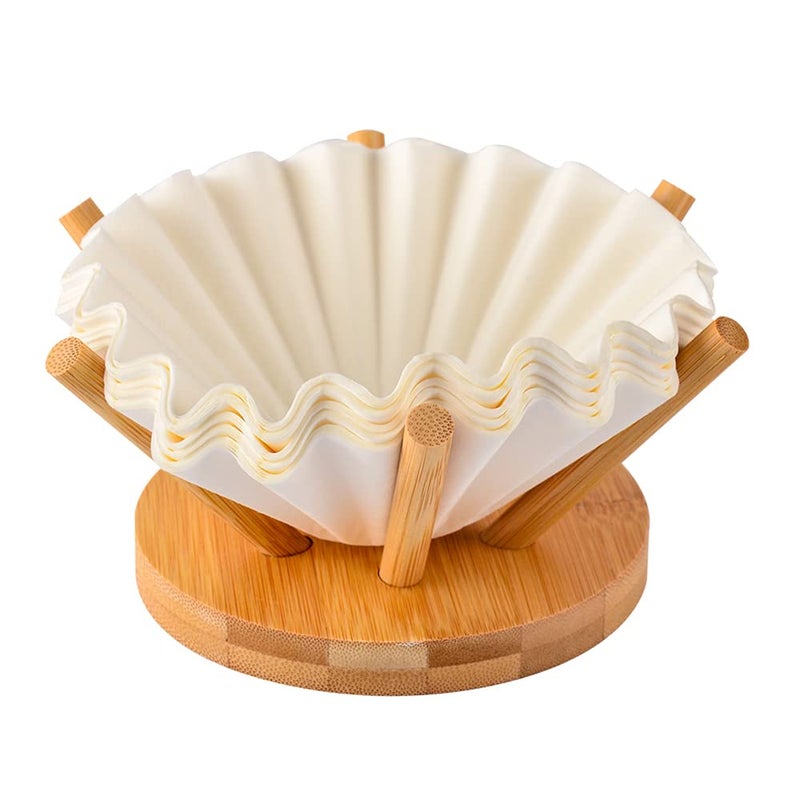 Basket Coffee Filter Holder Storage CAFEMASY Bamboo Coffee Filters Rack Dispenser for Home Kitchen Coffee Bar Counter Decor