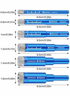 Y&D Dry Diamond Drill Bits Set, 6 Pcs with Quick Change 6/8/10/12/14/16mm Round Shank for Granite Ceramic Marble Tile Stone Glass Hard Materials  - Image 2