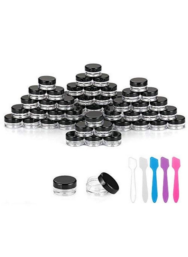 accmor Eces 3G Empty Clear Plastic Sample Containers With Lids Cosmetic Jars With 5 Pieces Mini Spatulas By Accmor - Image 1