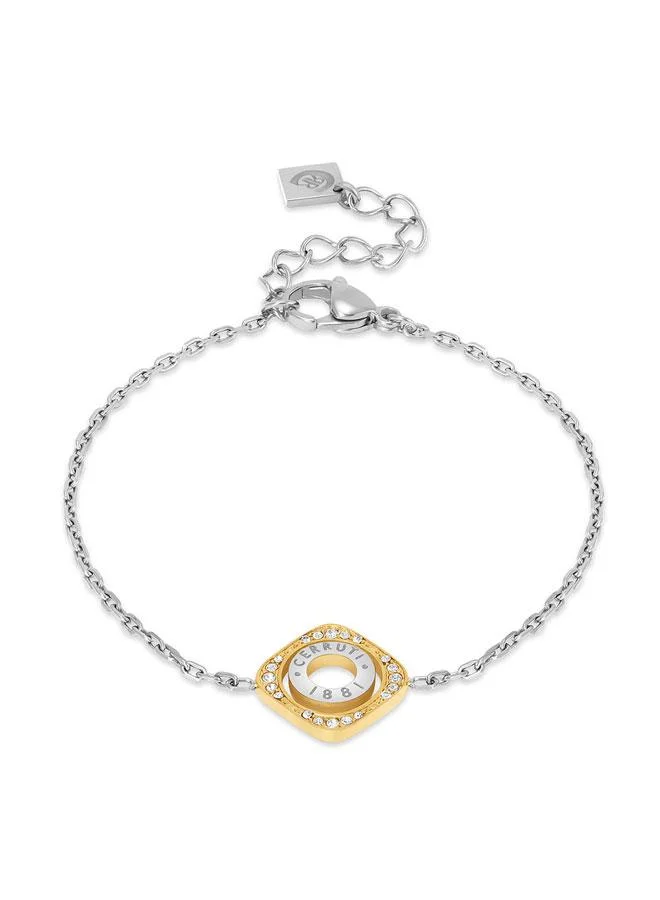 CERRUTI 1881 Leadri Silver Gold Plated Stainless Steel Chain Bracelet for Women 170mm