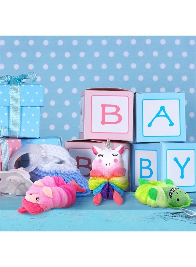 Tatuo 4 Pieces Animal Bath Loofahs Kids Body Loofahs Cartoon Shower Loofahs Cute Bath Sponges Pouf Body Scrubbers Mesh Loofah Sponges for Children Shower Baby Washing Exfoliating, 4 Styles (Vivid Style) - Image 3