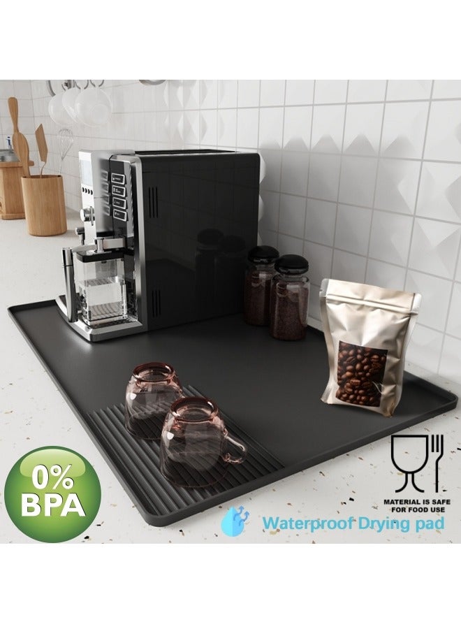 حصيرة قهوة سيليكونية، إكسسوارات بار القهوة، حصيرة بار القهوة، إكسسوارات المطبخ، إكسسوارات محطة القهوة، صينية قهوة، صينية سيليكونية، حصيرة آلة القهوة، صينية قهوة للطاولة - Image 1