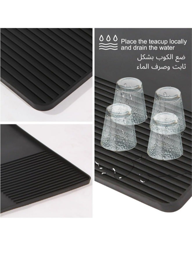 حصيرة قهوة سيليكونية، إكسسوارات بار القهوة، حصيرة بار القهوة، إكسسوارات المطبخ، إكسسوارات محطة القهوة، صينية قهوة، صينية سيليكونية، حصيرة آلة القهوة، صينية قهوة للطاولة - Image 4