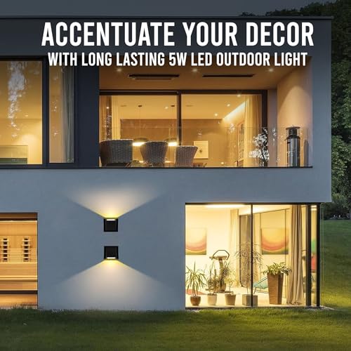 Gesto 5W Waterproof Led Wall Light for Home Decoration – Up Down 1-Way LED Wall Lamp | IP65 Outdoor Fancy Wall Lights for Balcony,Gate,Elevation,Garden,Patio | Decorative Wall Mount Light -Pack of 1 - Image 3