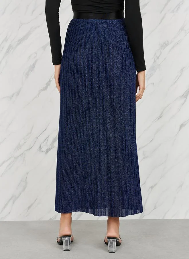 Styli Shimmer Plisse Maxi Skirt