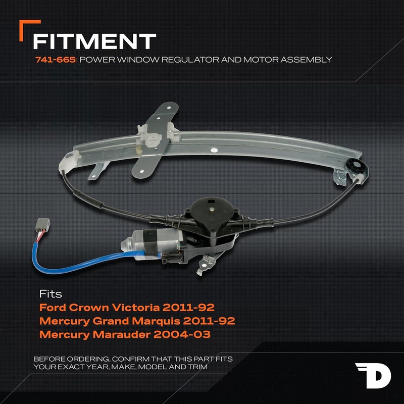 Dorman 741-665 Front Passenger Side Power Window Regulator and Motor Assembly for Ford/Mercury - Image 3