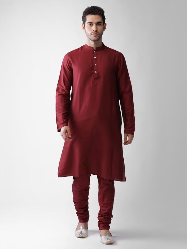 KISAH Men's Kurta Jacket Churidar Set, Multi Cotton Blend, Printed Regular Fit Mandarin Collar Full Sleeves (38) - Image 5