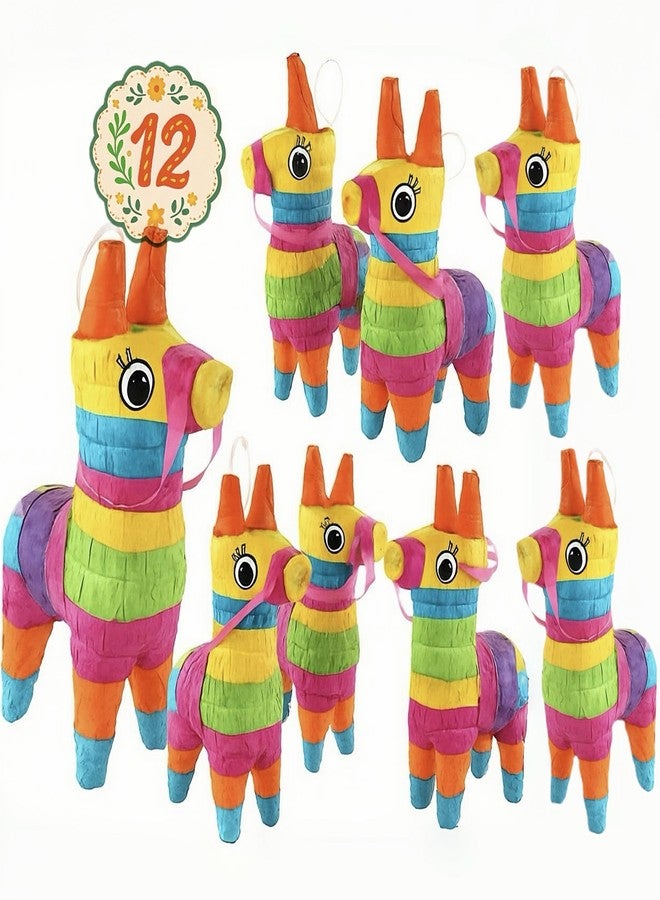 GIFTEXPRESS 12pc Value Pack Mini Donkey Piñatas 7.5x5.5", Rainbow Party Decoration for Cinco De Mayo, Fiestas, Taco, Llama Birthday, Carnival, Classroom & Table Centerpiece Party Favor - Image 1