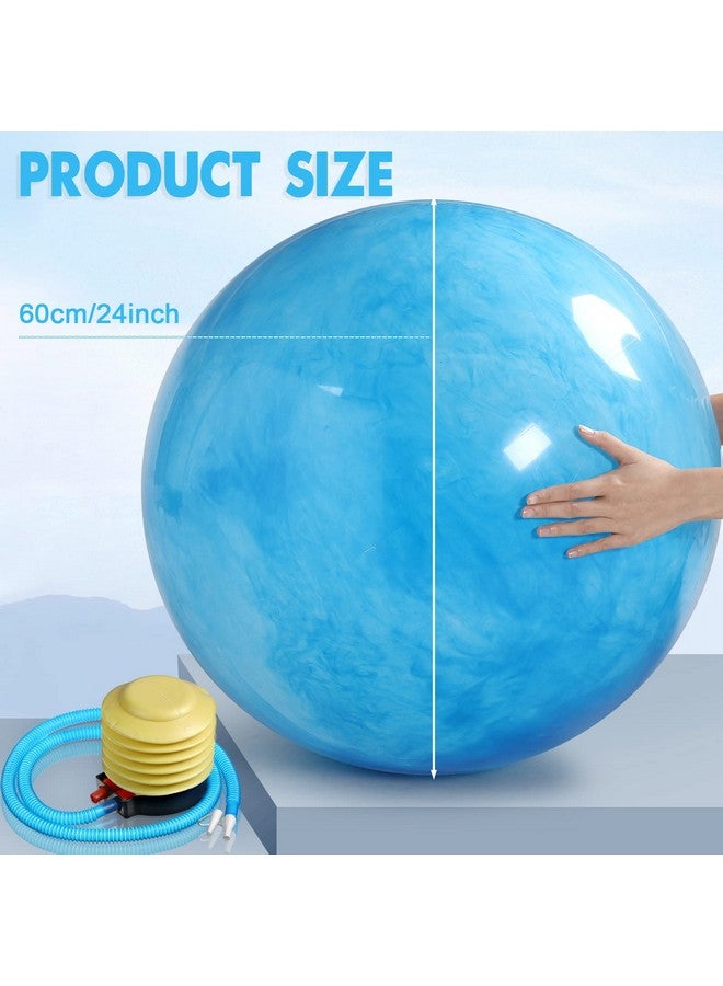 Jadive قطعتان من الكرات المطاطية المطاطية مقاس 24 بوصة، كرات مطاطية مطاطية عملاقة كبيرة الحجم مع مضخة هواء للأطفال للعب على الشاطئ والأنشطة الداخلية والخارجية، باللون الأحمر والأزرق - Image 3