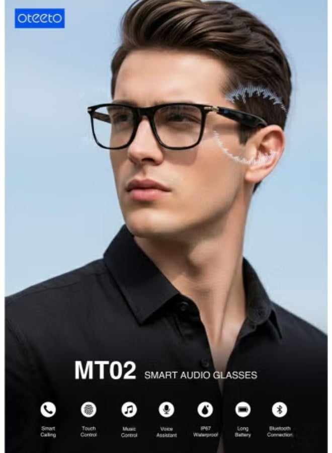 أوتيتو MT02 Smart Audio Glasses | Bluetooth Calling & Music Playback | Open-Ear Speakers, Touch Control, Noise Reduction Mic, Long Battery Life, UV400 Lens – Black - Image 2