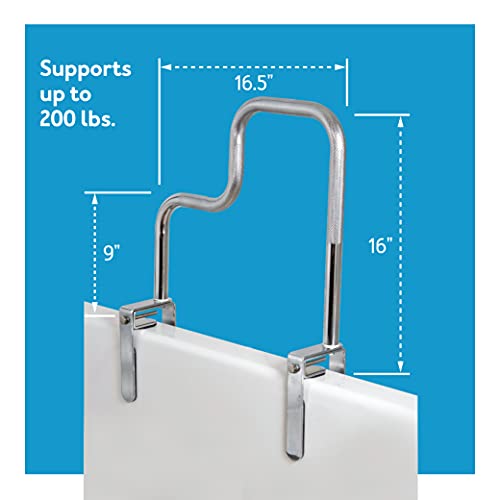 Carex Tri-Grip Bathtub Handle Grab Bar with Chrome Finish, Bathtub Grab Bar for Seniors and Handicap, Detachable Toilet Safety Frame with Handles for Assistance in Getting In and Out of Tub - Image 4