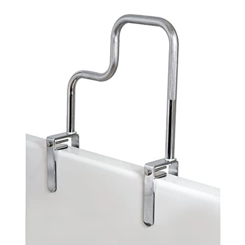 Carex Tri-Grip Bathtub Handle Grab Bar with Chrome Finish, Bathtub Grab Bar for Seniors and Handicap, Detachable Toilet Safety Frame with Handles for Assistance in Getting In and Out of Tub - Image 1