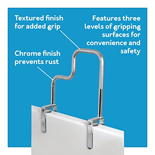 Carex Tri-Grip Bathtub Handle Grab Bar with Chrome Finish, Bathtub Grab Bar for Seniors and Handicap, Detachable Toilet Safety Frame with Handles for Assistance in Getting In and Out of Tub - Image 3