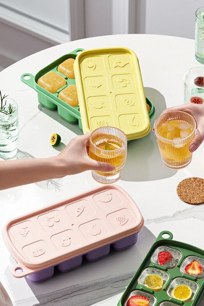 8-Compartment Ice Cube Tray – Baby Food-Grade, BPA-Free, Non-Toxic, Easy Release & Stackable, Quick Clean - Image 2