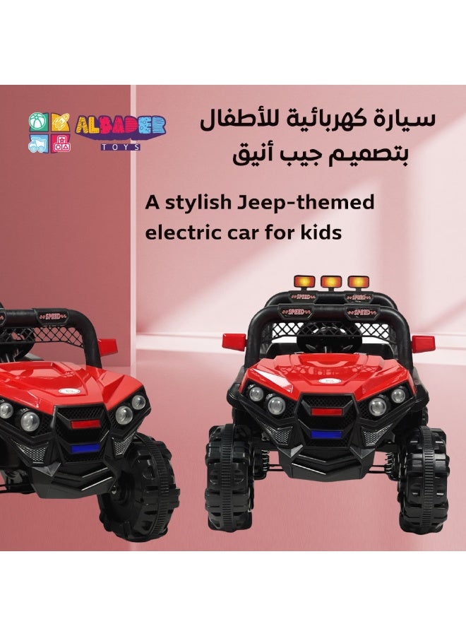 ALBADER Electric Car Mini Jeep With 12V Battery, 2 Motors, Car With Remote Control, Kids Car With Led Lights, Ride On Car With Music Efficts, 3 Speeds, Mini Car Suitable For Kids 2-6 Years - Image 2