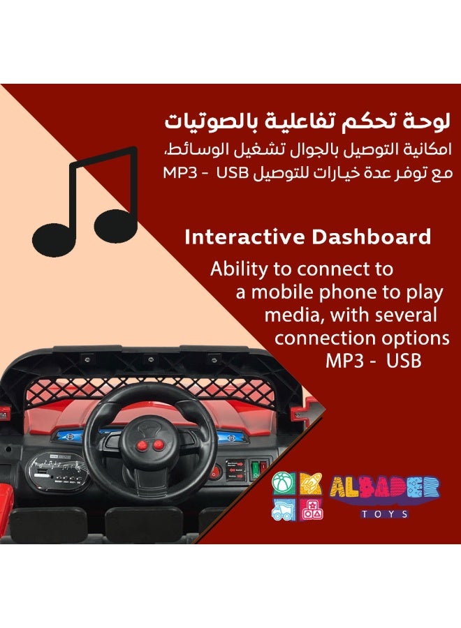 ALBADER Electric Car Mini Jeep With 12V Battery, 2 Motors, Car With Remote Control, Kids Car With Led Lights, Ride On Car With Music Efficts, 3 Speeds, Mini Car Suitable For Kids 2-6 Years - Image 4