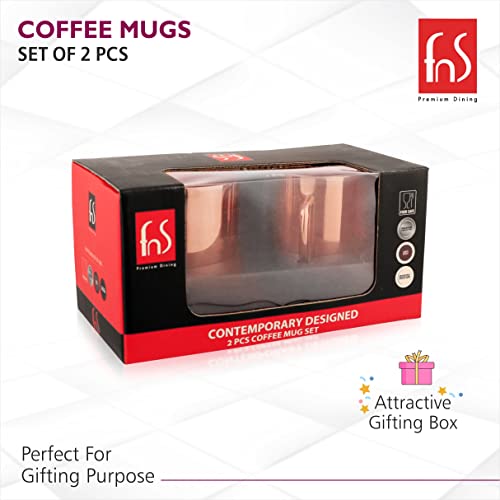 FNS Stainless Steel Coffee Mugs - Double Wall BPA Free - Tea Cup Wide Handle - Rose Gold Pack of 2 Cups - Image 2