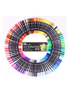 Generic 100 Color Pens Art Watercolour Pens Colouring Pens, Dual Tip Brush Pens Art Markers Fineliner Water Color Drawing Pens  - Image 4