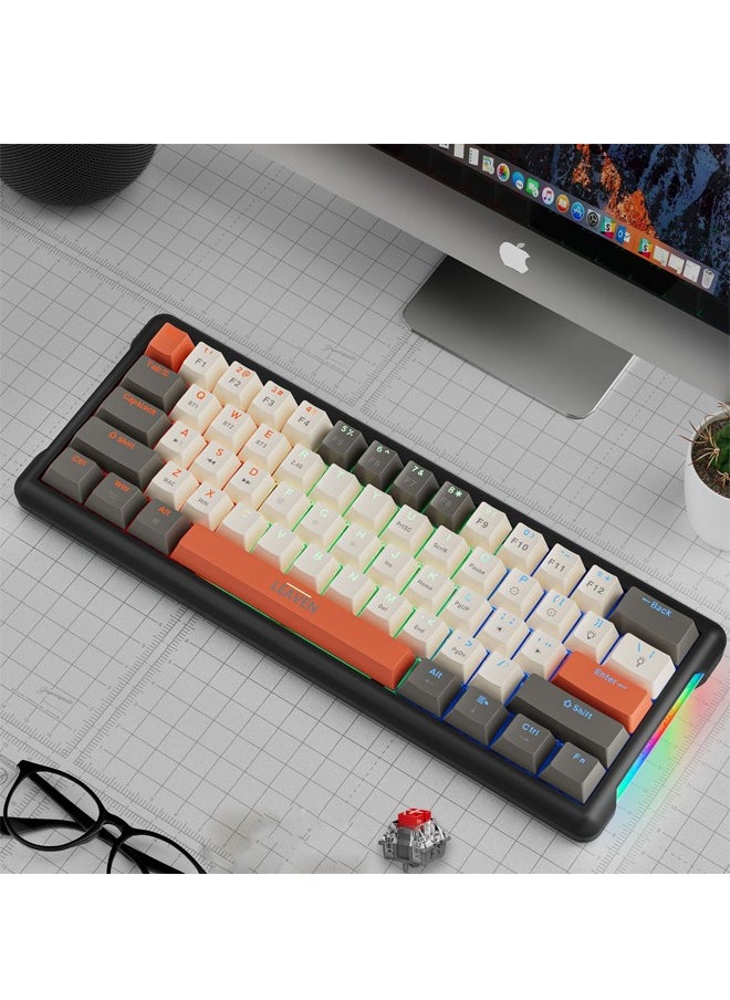 LEAVEN - K610 2.4G Wired Wireless Gaming Keyboard,61 Keys Red Switches Machanical Keyboard with RGB Backlit - Image 1