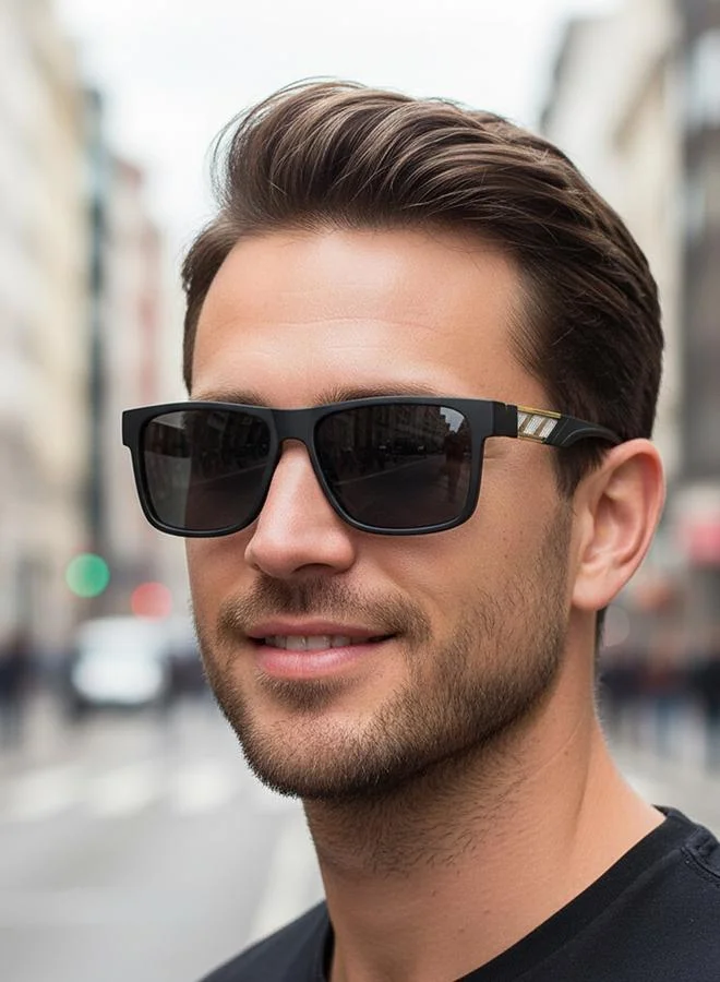 Take Two Black Flat Top Square Sunglasses