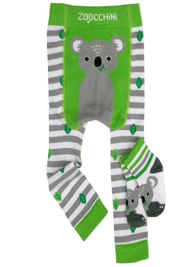 ZOOCCHINI Baby/Toddler Crawling Pants with Non-Slip Silicone Knee Grippers and Matching Anti-Skid Socks, 6-12 Months, Kai The Koala - Image 1