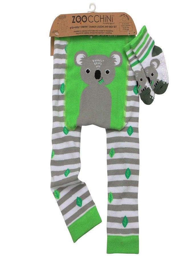 ZOOCCHINI Baby/Toddler Crawling Pants with Non-Slip Silicone Knee Grippers and Matching Anti-Skid Socks, 6-12 Months, Kai The Koala - Image 4