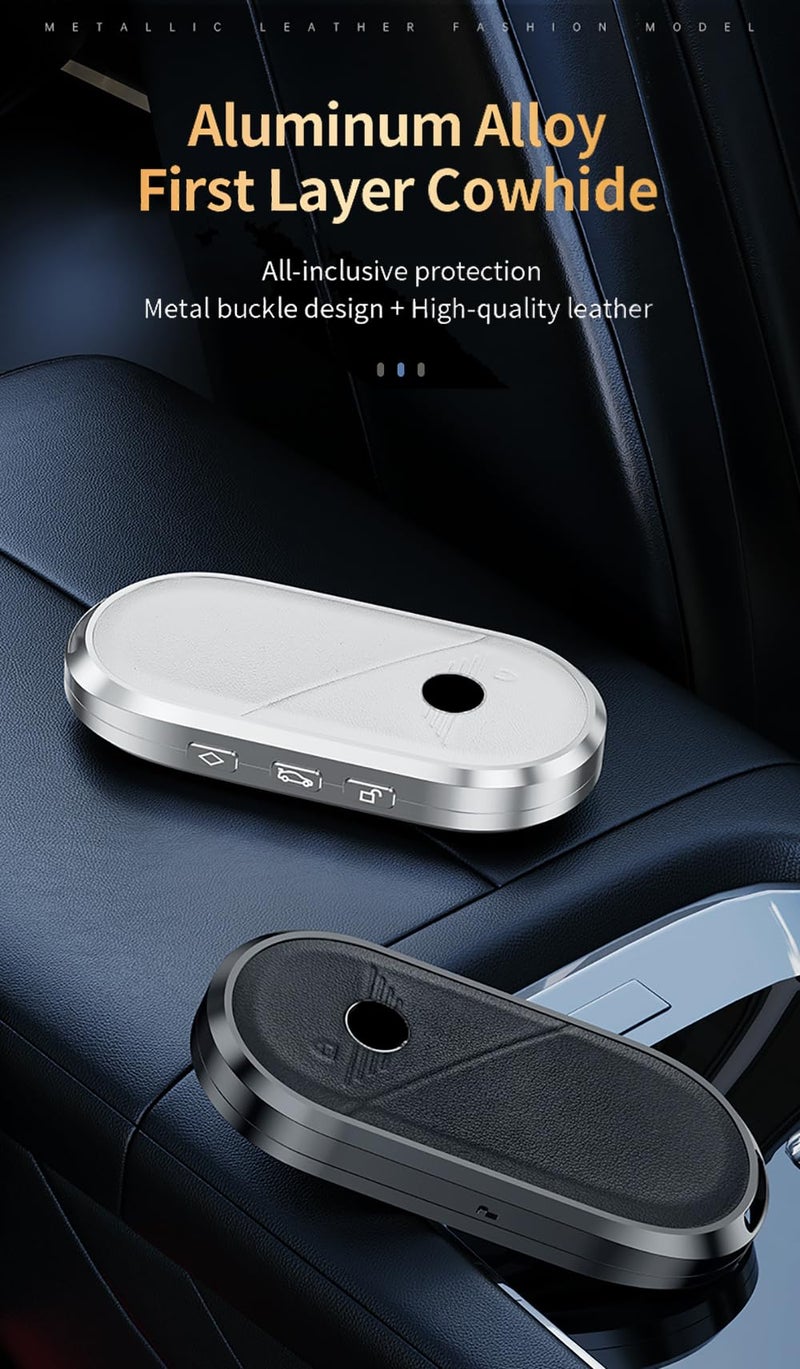 ontto Key Holder Fit for Mini Countryman Cooper One Aceman U25 J01 J05 F65 F66 2024 2025 Car Accesories,PU Leather & Metal Key Cover Snap - on Design Car Key Case,Blue - Image 5