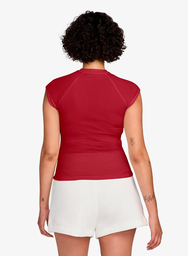 Nike TOUGH RED/(WHITE) Nsw Chill Knit Ribbed T-Shirt for Women | Best Price UAE