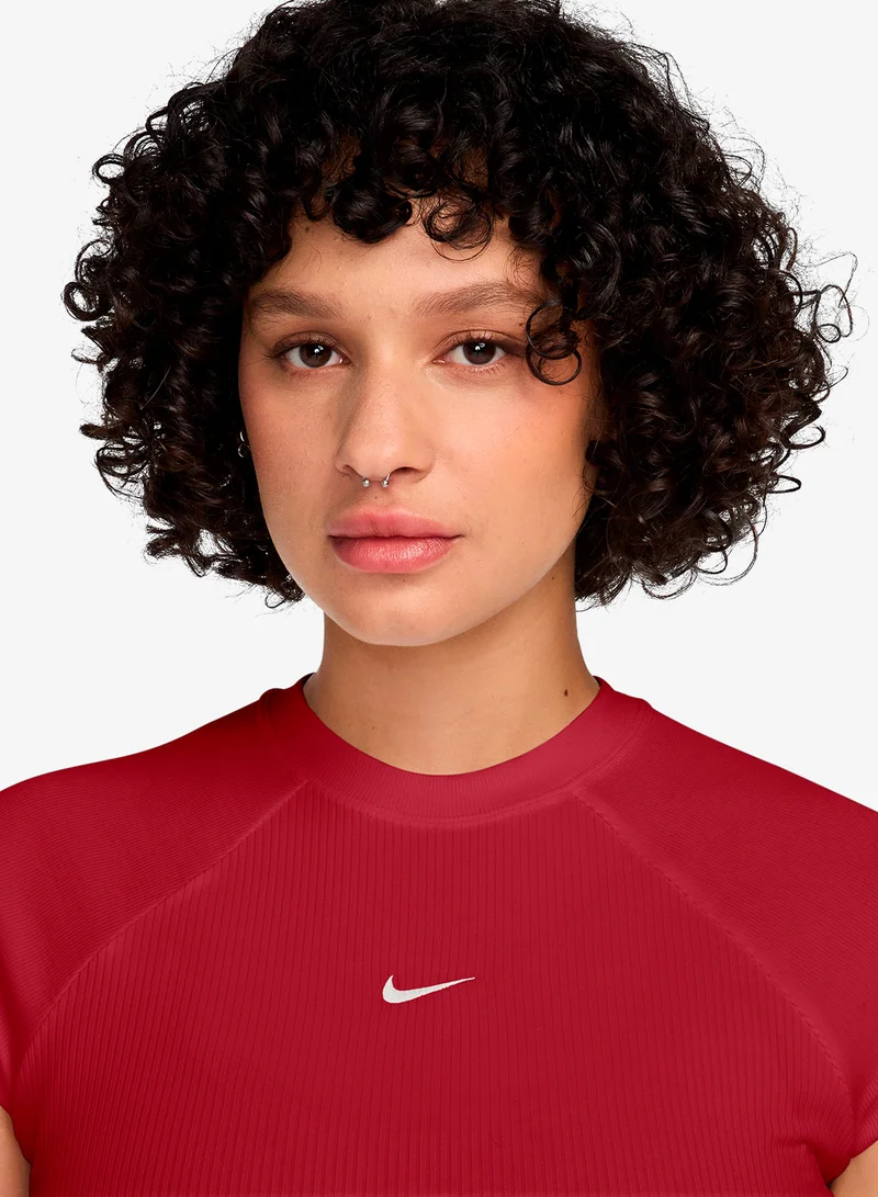 Nike TOUGH RED/(WHITE) Nsw Chill Knit Ribbed T-Shirt for Women | Best Price UAE