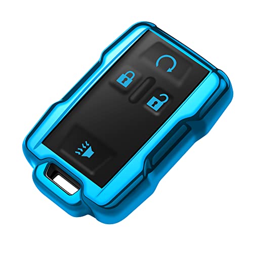 Tukellen for Chevrolet Key Fob Cover Soft TPU Full Protection Key Shell Key Case Compatible with Chevrolet Chevy Silverado Suburban Tahoe Colorado GMC Sierra Yukon Canyon 4 Buttons (Blue) - Image 1
