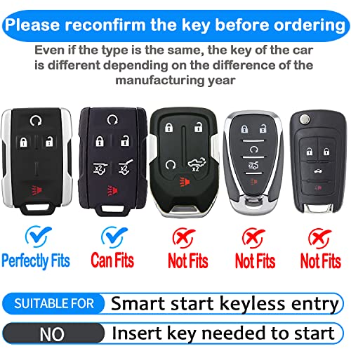 Tukellen for Chevrolet Key Fob Cover Soft TPU Full Protection Key Shell Key Case Compatible with Chevrolet Chevy Silverado Suburban Tahoe Colorado GMC Sierra Yukon Canyon 4 Buttons (Blue) - Image 2