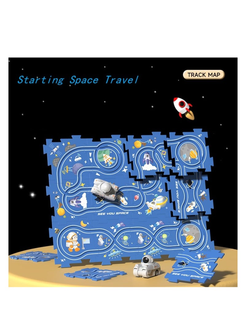 SOLARAE Space-Themed Puzzle Car Track Set for Kids - Educational Play Vehicles and Race Track Toy for Boys Aged 2-6 - Perfect Birthday Gift for Young Racers! - Image 3
