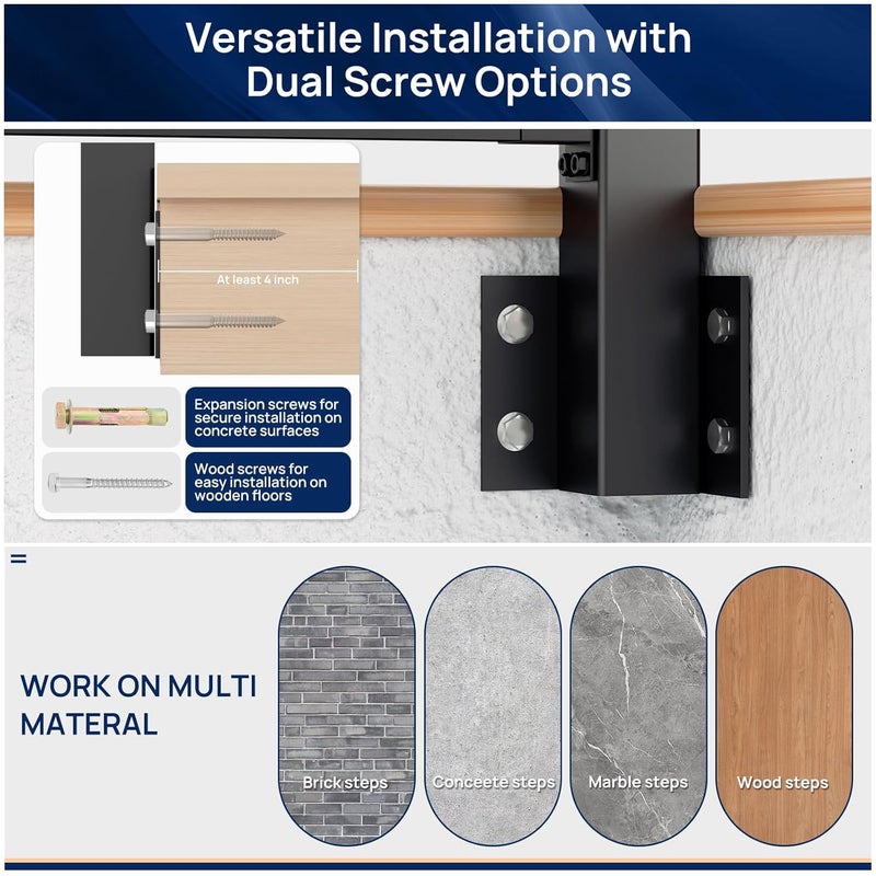 Egadis 1 Pack 2.56 in. x 2.56 in. x 46 in. Aluminum Side Mount Railing Post for 36" Stair or Level Railing Kit, Black Textured Powder-Coat Finish Fascia Mount Post Inner Corner Side Post - Image 5