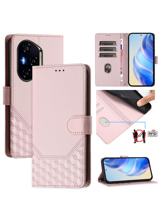 S-TOP Case For Honor 300 Pro 5G / 300 Ultra 5G Honeycomb Embossing RFID Leather Phone Case - Image 1