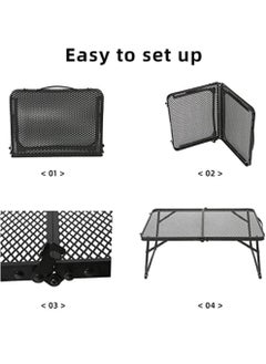 MissTiara Mesh Camping Table Folding Portable Grill Table for Camping, Lightweight Aluminum Metal Grill Stand Table for Outdoor Picnic/Black  - Image 3