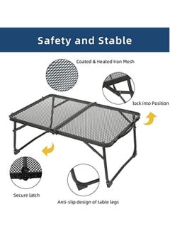 MissTiara Mesh Camping Table Folding Portable Grill Table for Camping, Lightweight Aluminum Metal Grill Stand Table for Outdoor Picnic/Black  - Image 4