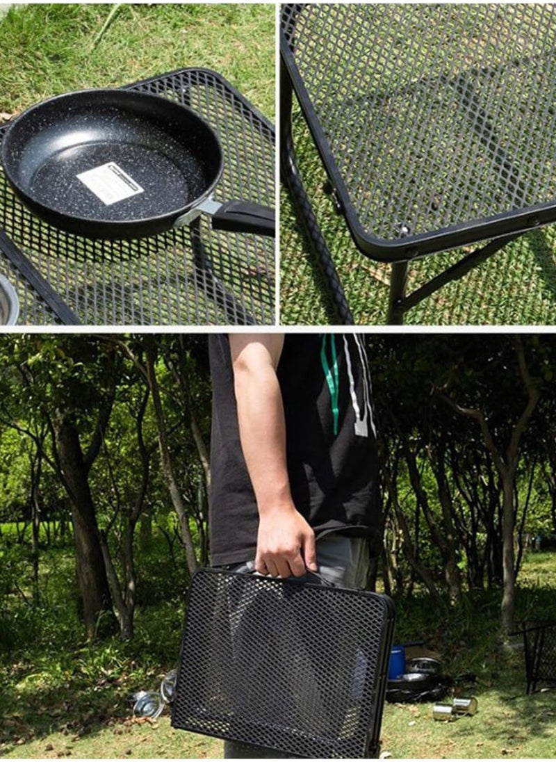 MissTiara - Mesh Camping Table Folding Portable Grill Table for Camping, Lightweight Aluminum Metal Grill Stand Table for Outdoor Picnic/Black - Image 1