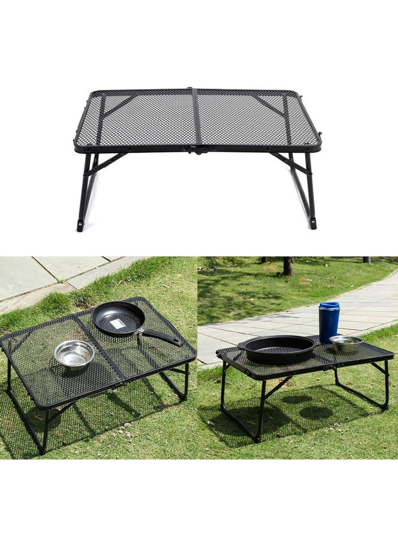 MissTiara - Mesh Camping Table Folding Portable Grill Table for Camping, Lightweight Aluminum Metal Grill Stand Table for Outdoor Picnic/Black - Image 1