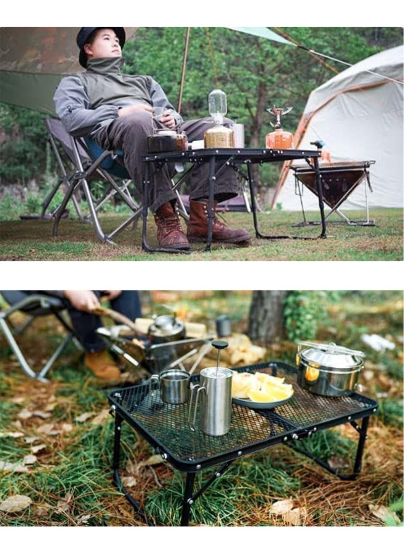 MissTiara - Mesh Camping Table Folding Portable Grill Table for Camping, Lightweight Aluminum Metal Grill Stand Table for Outdoor Picnic/Black - Image 1