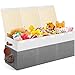 Mabahoo Extra Large Toy Storage Box with Lid Collapsible Sturdy Toys Chest Storage Organizer Bin Basket with Divider for Kids Boys Girls Closet Playroom Bedroom Nursery 40X14X16 Gray White - Image 3