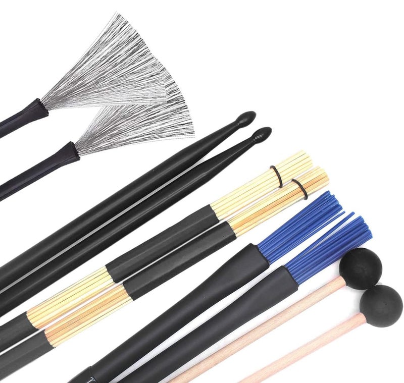 TUOREN Drumstick Bag with Floor Tom Hooks Includ 5 Pairs Drum Sticks Mallets Brushes Set Percussion Instrument Accessories for Kids Adults Drummer Practice Black - Image 4