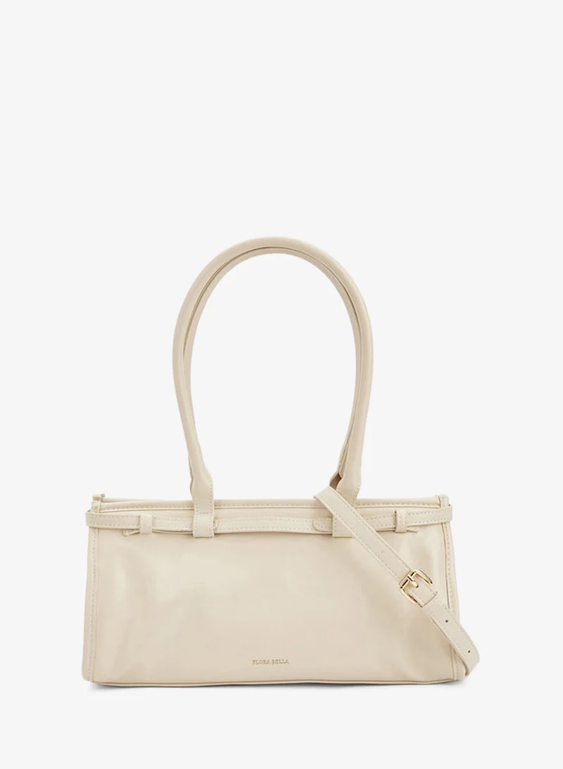 Solid Double Handle Shoulder Bag with Detachable Strap