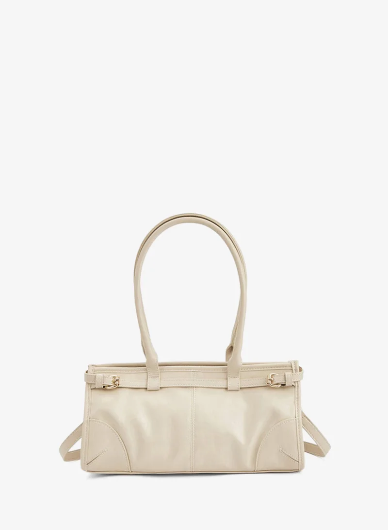 Flora Bella By Shoexpress  Solid Double Handle Shoulder Bag with Detachable Strap for Women | Best Price UAE