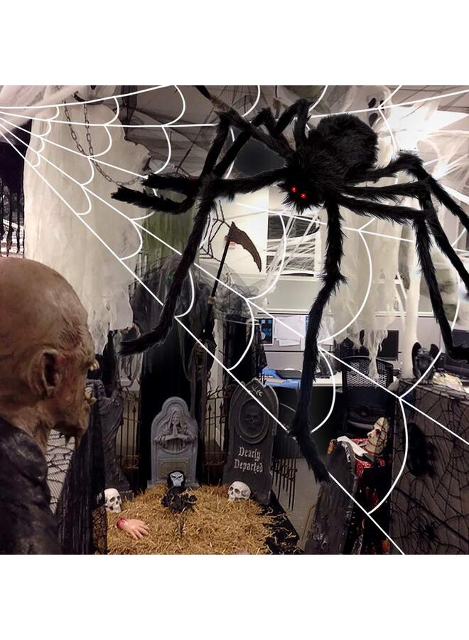 5 × 4.8metre Spider Webs Decorations with 150cm Fake Spiders, Super Stretchy Cobwebs for Decor Indoor and Outdoor House Decoration - Image 3