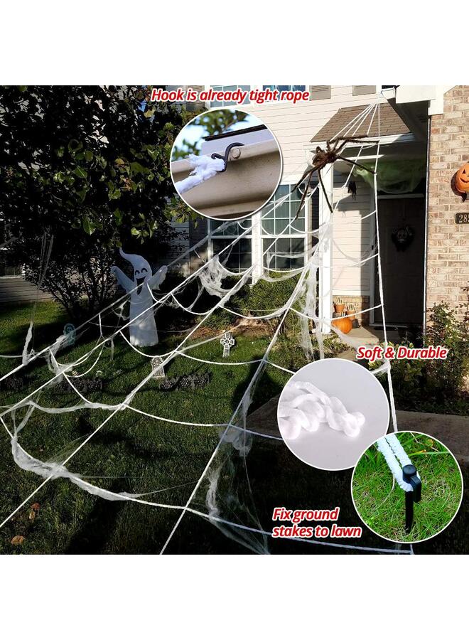 5 × 4.8metre Spider Webs Decorations with 150cm Fake Spiders, Super Stretchy Cobwebs for Decor Indoor and Outdoor House Decoration - Image 4