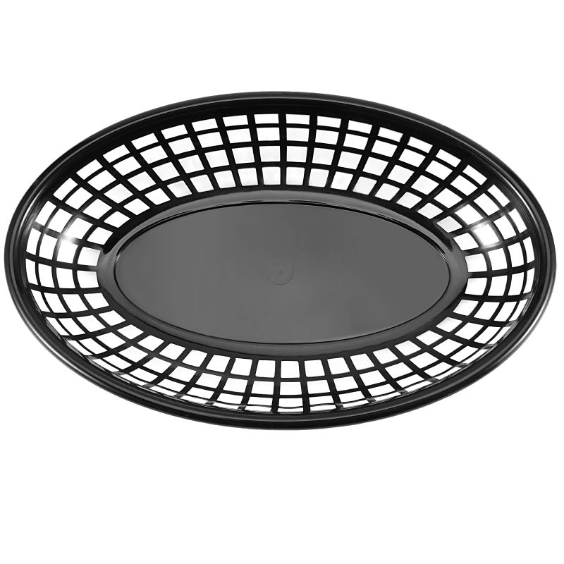 Japchet 60 Pack 9.4 X 6.1 Inch Black Fast Food Baskets  Oval Plastic Fast Food Serving Basket  Restaurant Serving Baskets For Burgers  Deli  Sandwiches  Fries  Easy Clean - Image 5
