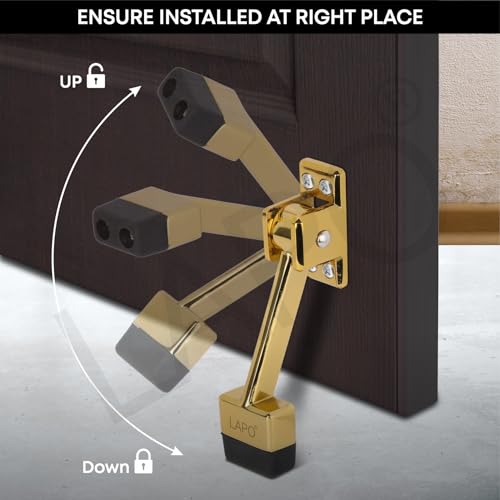 LAPO Premium 5-Inch Rubber Door Stopper with Screw | Heavy Duty Wooden Door Stopper for Home, Office, Hotel | Gold Finish | Strong Grip Door Holder for All Surfaces (Pack of 1) - Image 5